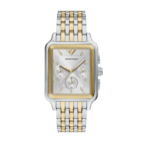 De Emporio Armani Horloge AR11752 is een stijlvolle polshorloge met een kastmaat van 50 mm. De horlogeband is goud-zilver gekleurd en gemaakt van roestvrij staal. De grijze wijzerplaat geeft een moderne uitstraling. Draag de horloge bij zowel formele als casual outfits voor een verfijnde look.
