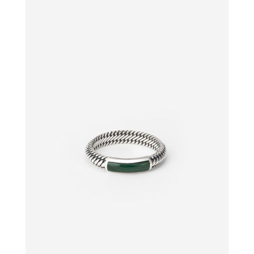 Ben Mini Gemstone Ring Silver Malachite