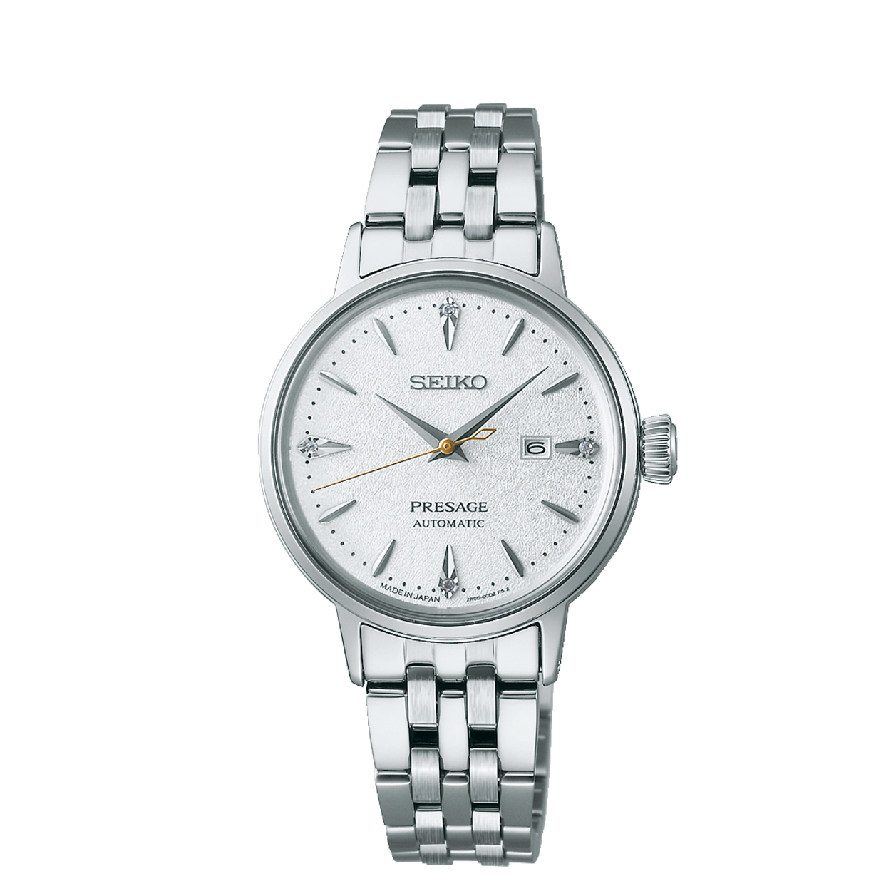 Dit is een dameshorloge van het merk Seiko. Het is een analoog horloge gemaakt van staal. De diameter van de kast is 30.28 mm en de kast is 10.89 mm dik.
De verdere specificaties van het horloge zijn als volgt:
Kastvorm: rond
Kastkleur: zilverkleurig
Kastmateriaal: staal
Bandbreedte: 11.7 mm
Bandlengte: 220.28 mm
Sluiting: klapsluiting
Wijzerplaatkleur: wit
Glassoort: hardlex mineraal glas
Waterdichtheid: 5 ATM
Techniek: automaat