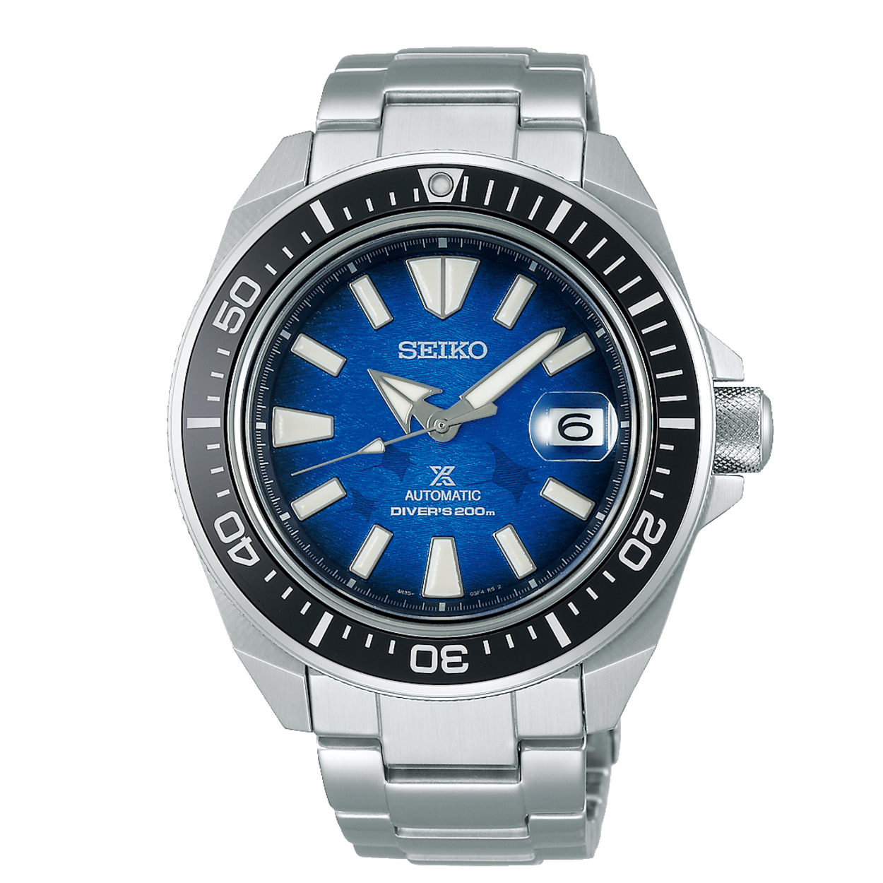 Seiko Prospex heren pols horloge staal met stalen band model SRPE33K1. Automaat Diver 20 ATM waterdicht.