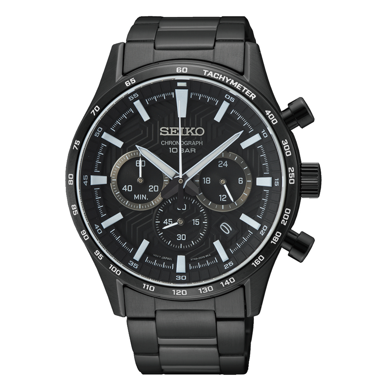 Dit is een herenhorloge van het merk Seiko. Het is een chronograaf horloge gemaakt van hardcoated staal. De diameter van de kast is 43 mm en de kast is 12.5 mm dik.
De verdere specificaties van het horloge zijn als volgt:
Kastvorm: rond
Kastkleur: zwart
Kastmateriaal: hardcoated staal
Bandbreedte: 20 mm
Bandlengte: 206 mm
Sluiting: vouwsluiting met drukker
Wijzerplaatkleur: zwart
Glassoort: saffier glas
Waterdichtheid: 10 ATM
Techniek: quartz