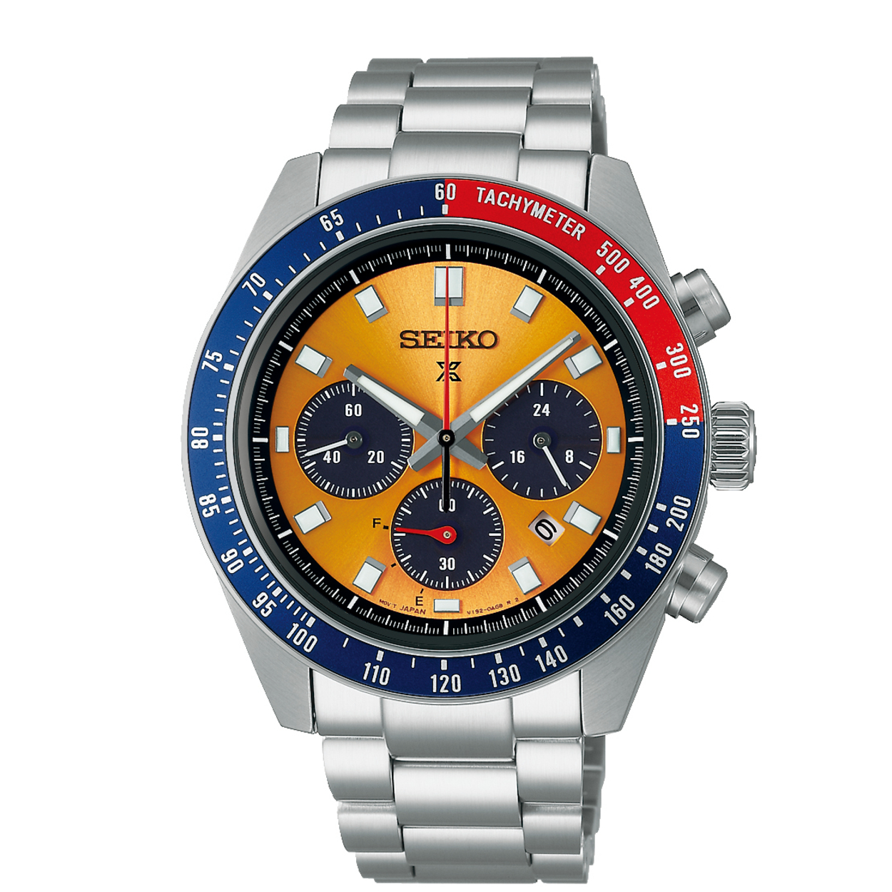 PROSPEX SPEEDTIMER SOLAR CHRONOGRAAF SS BRACELET ORANJE 100M WR SSC947P1