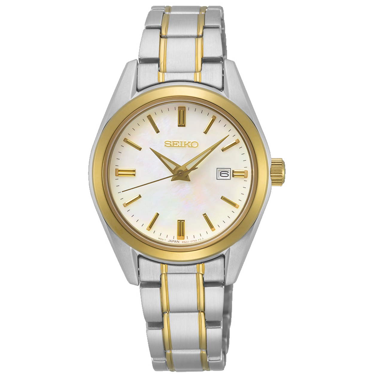 Dit dameshorloge is van het merk Seiko. Het is een analoog horloge gemaakt van staal. De diameter van de kast is 29.2 mm en de kast is 8 mm dik.
De verdere specificaties van het horloge zijn als volgt:
Glassoort: hardlex mineraal glas
Bandbreedte: 13
Kastmateriaal: staal
Waterdichtheid: 5 ATM
Techniek: quartz