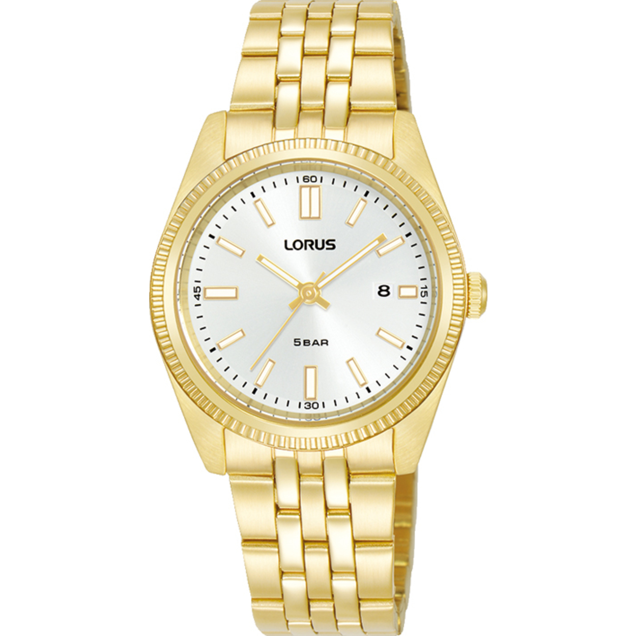 Dit is een herenhorloge van het merk Lorus. Het is een analoog horloge gemaakt van staal. De diameter van de kast is 30 mm en de kast is 10 mm dik.
De verdere specificaties van het horloge zijn als volgt:
Kastvorm: rond
Kastkleur: goudkleurig
Kastmateriaal: staal
Bandbreedte: 14 mm
Bandlengte: 215 mm
Sluiting: vouwsluiting met drukker
Wijzerplaatkleur: wit
Glassoort: hardlex mineraal glas
Waterdichtheid: 5 ATM
Techniek: quartz