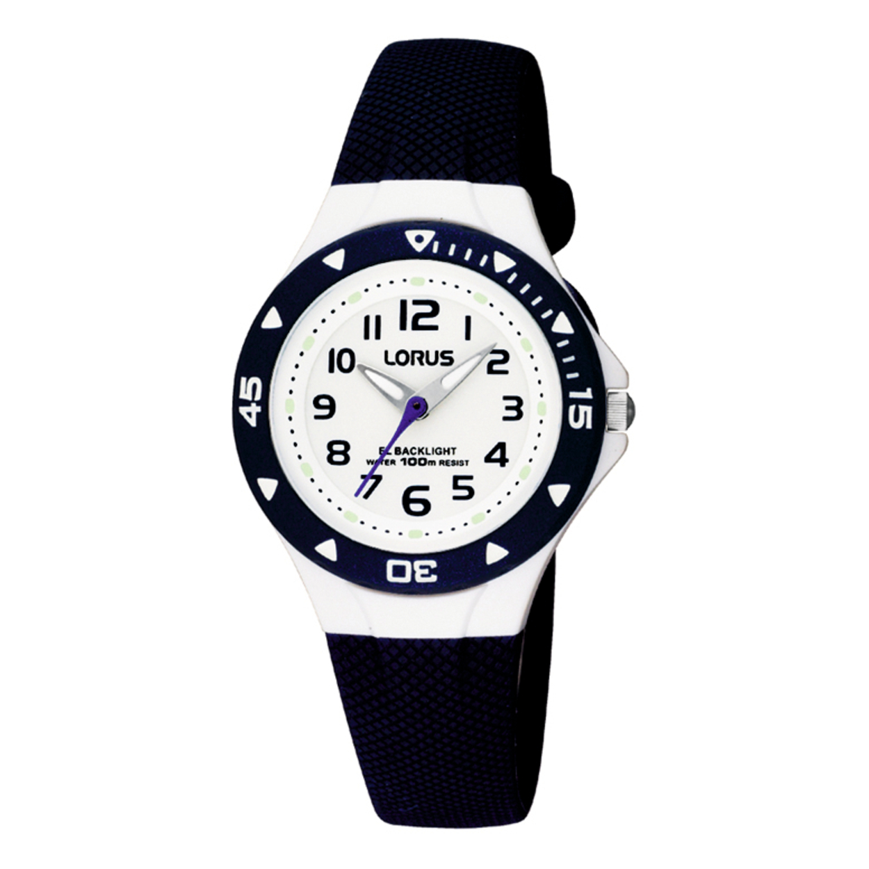 Dit kinderhorloge is van het merk Lorus. Het is een analoog horloge gemaakt van urethaan. De diameter van de kast is 30 mm en de kast is 12.5 mm dik.
De verdere specificaties van het horloge zijn als volgt:
Glassoort: acryl glas
Bandbreedte: 11.5
Kastmateriaal: kunststof
Waterdichtheid: 10 ATM
Techniek: quartz