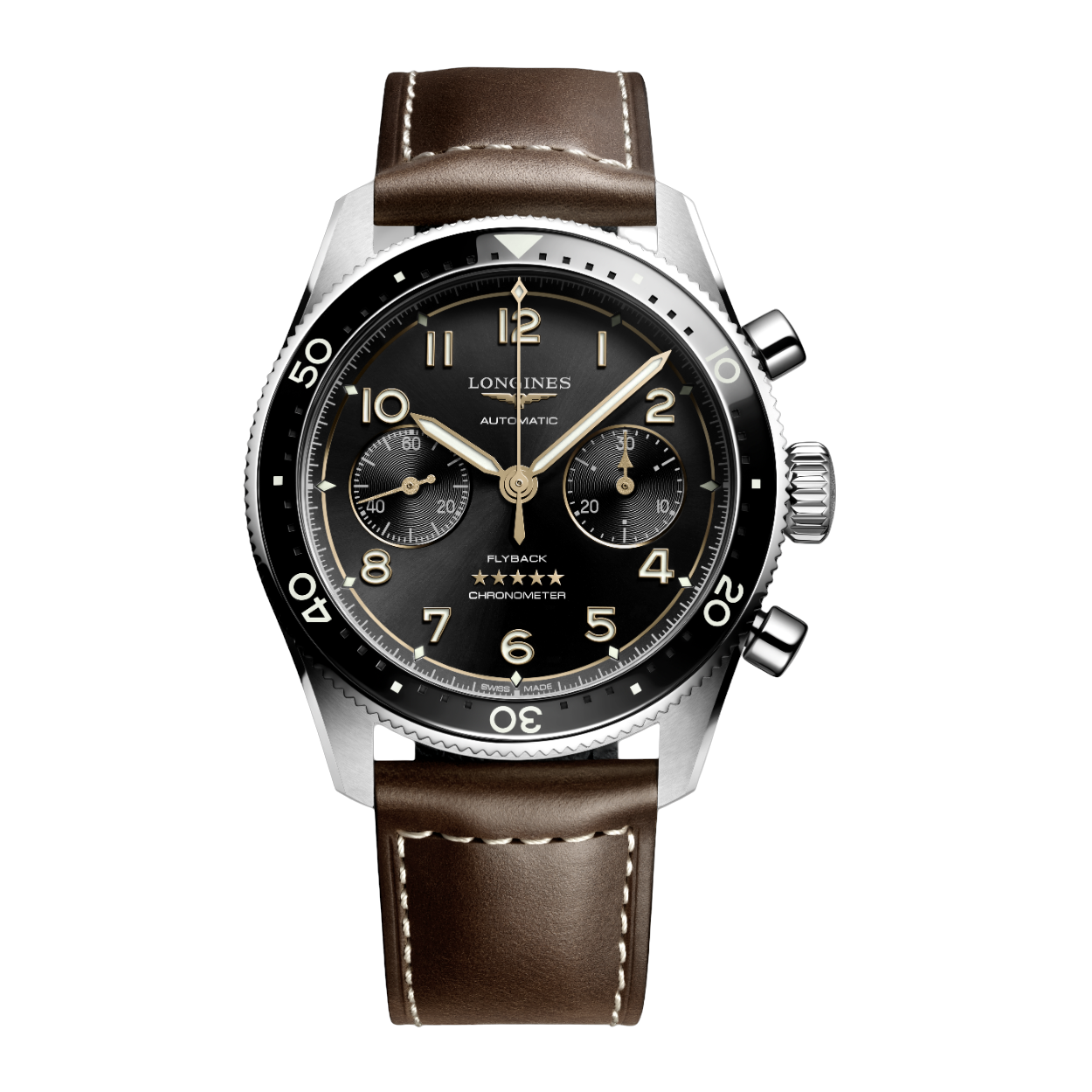 De Longines Spirit-collectie is uitgebreid met een model met flyback-functie. Dit horloge wordt aangedreven door een nieuw, exclusief Longines-kaliber dat bestand is tegen magnetisme en voorzien is van een balansveer van siliconen.

De Longines is voorzien van een COSC Certified kaliber L844.4 uurwerk en de kast is gemaakt van roestvrij staal. Het horloge heeft een diameter van 42 mm en is getest op een waterdichtheid van 10 ATM / 100 meter. De band is gemaakt van kalfsleder. Dit horloge heeft bronzen wijzers en heeft een zelfopwindend mechanisch uurwerk met een frequentie van 28.800 trillingen per uur, een balansveer van monokristallijn silicium en een gangreserve van ongeveer 68 uur.
