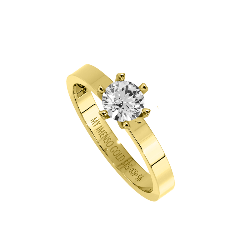 14k geelgouden solitair ring met een labgrown diamant van 0.57ct kleur E zuiverheid VSI1