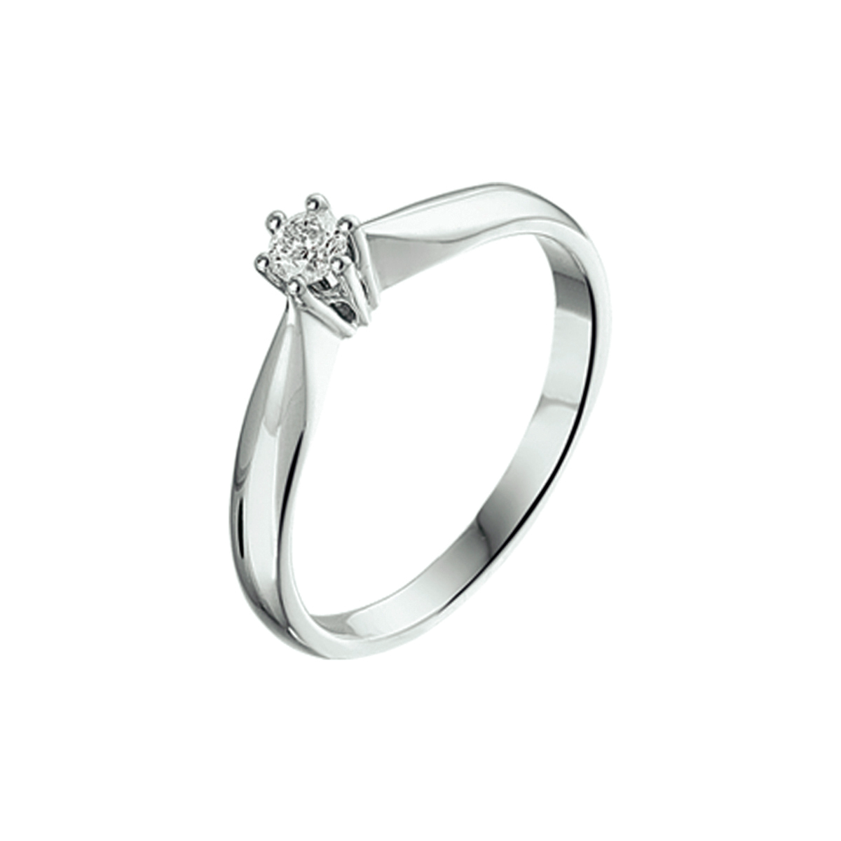 witgouden solitair ring 0,10 vs-si