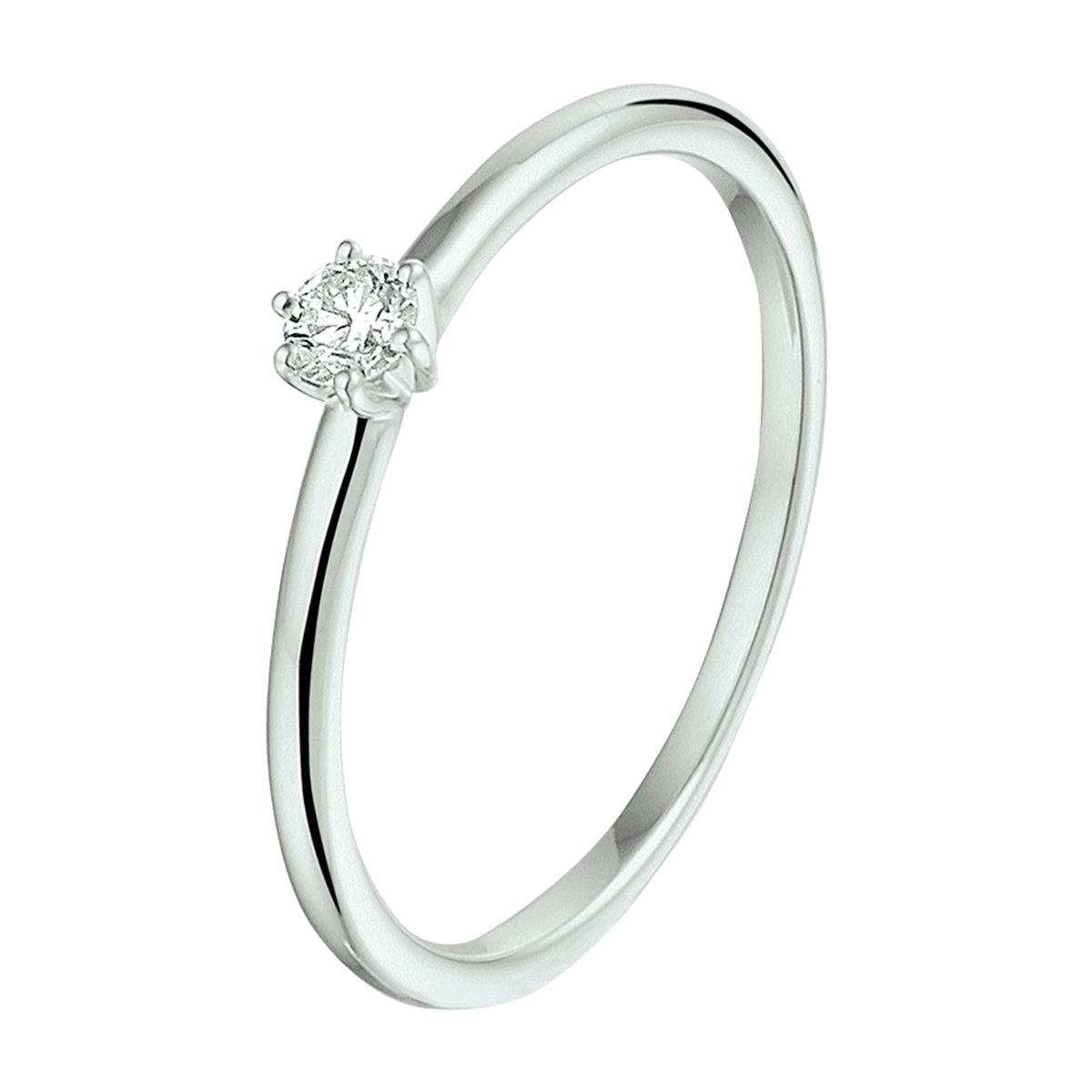 14 karaat witgouden ring met 0,07 crt. diamant G SI