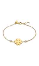 Armband staal klavertje verguld