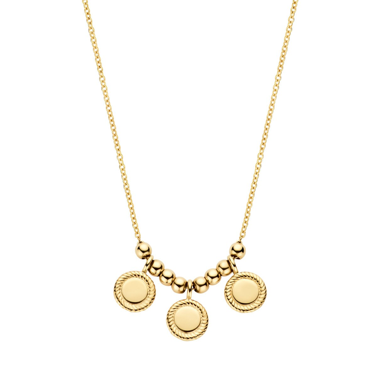 gouden Blush collier, 3 rondjes met tors rand