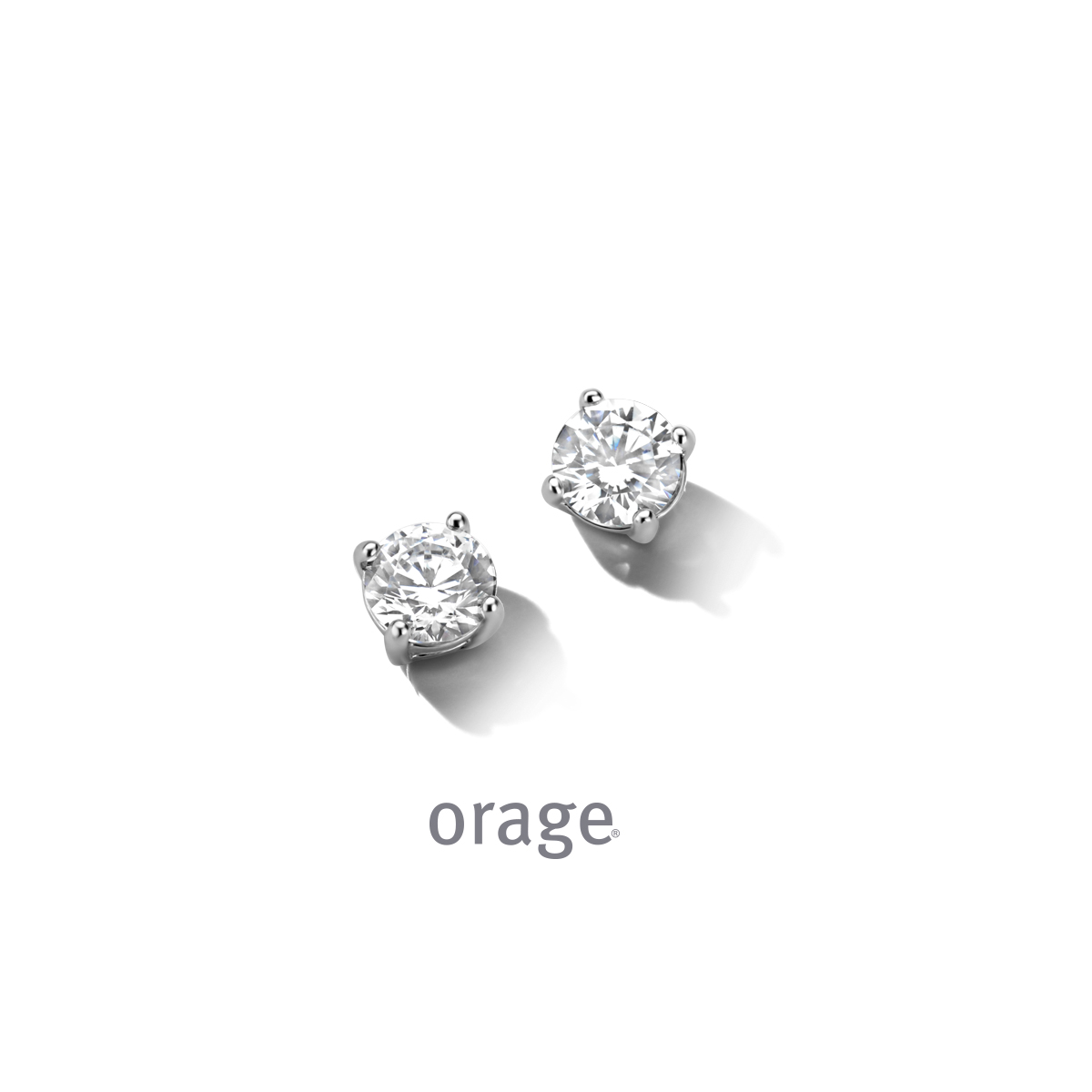 Orage oorstekers zilver met zirkonia