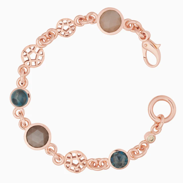 8ar4034mix40k Ajour armband net London Bleu Topaas en oranje Korund