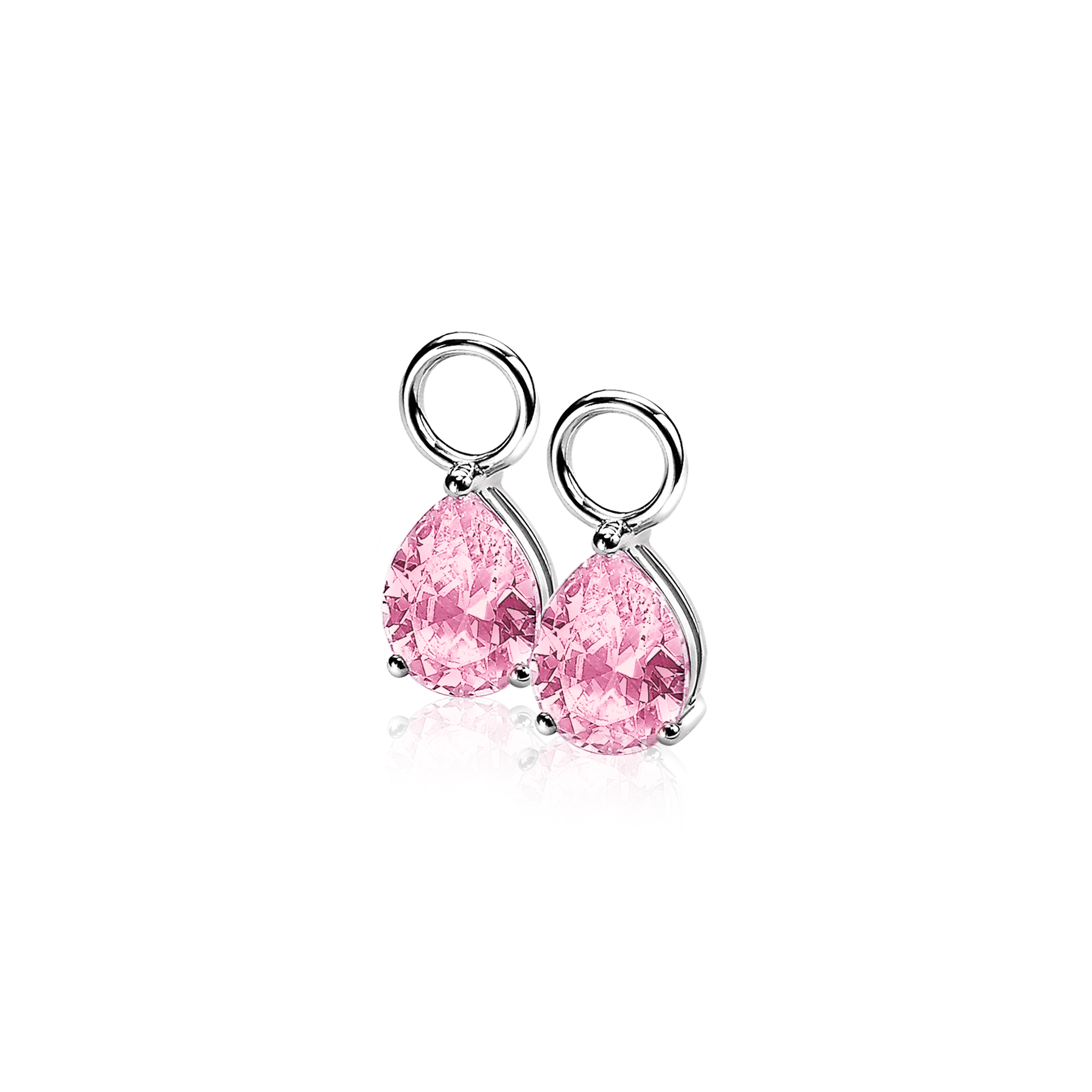 ZINZI zilveren oorbedels peervormig roze ZICH1302R