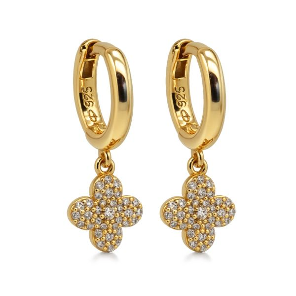 Karma Jewelry oorringen Hinged Hoops Zirconia LIO Clover.