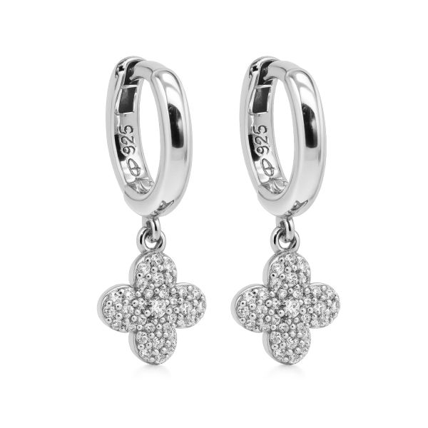 Karma Jewelry oorringen Hinged Hoops Zirconia LIO Clover.