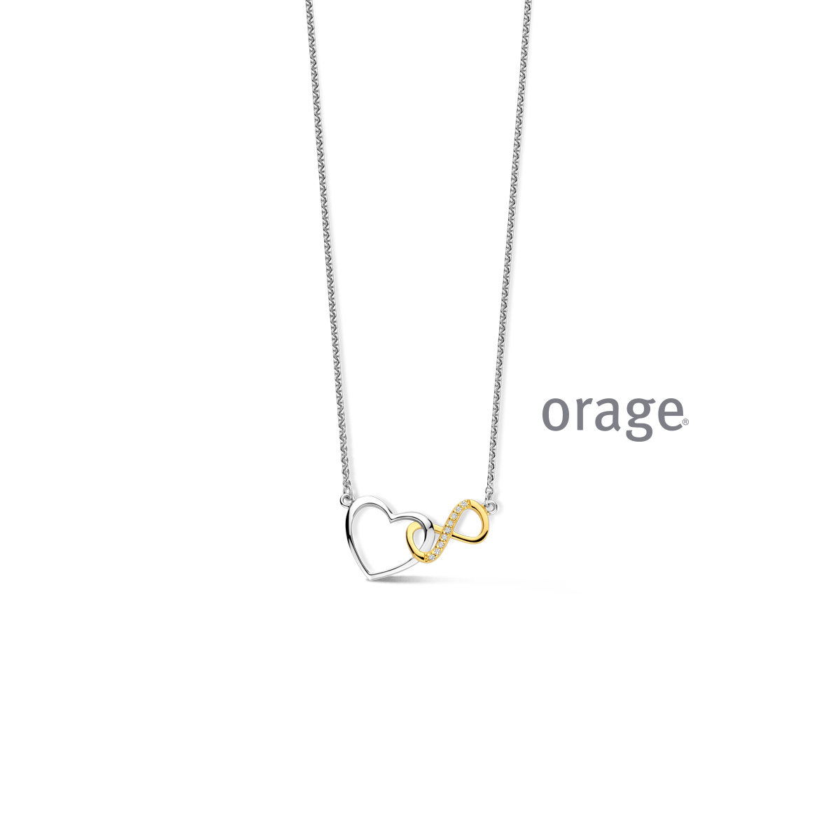 Orage Ketting hart bicolor zilver