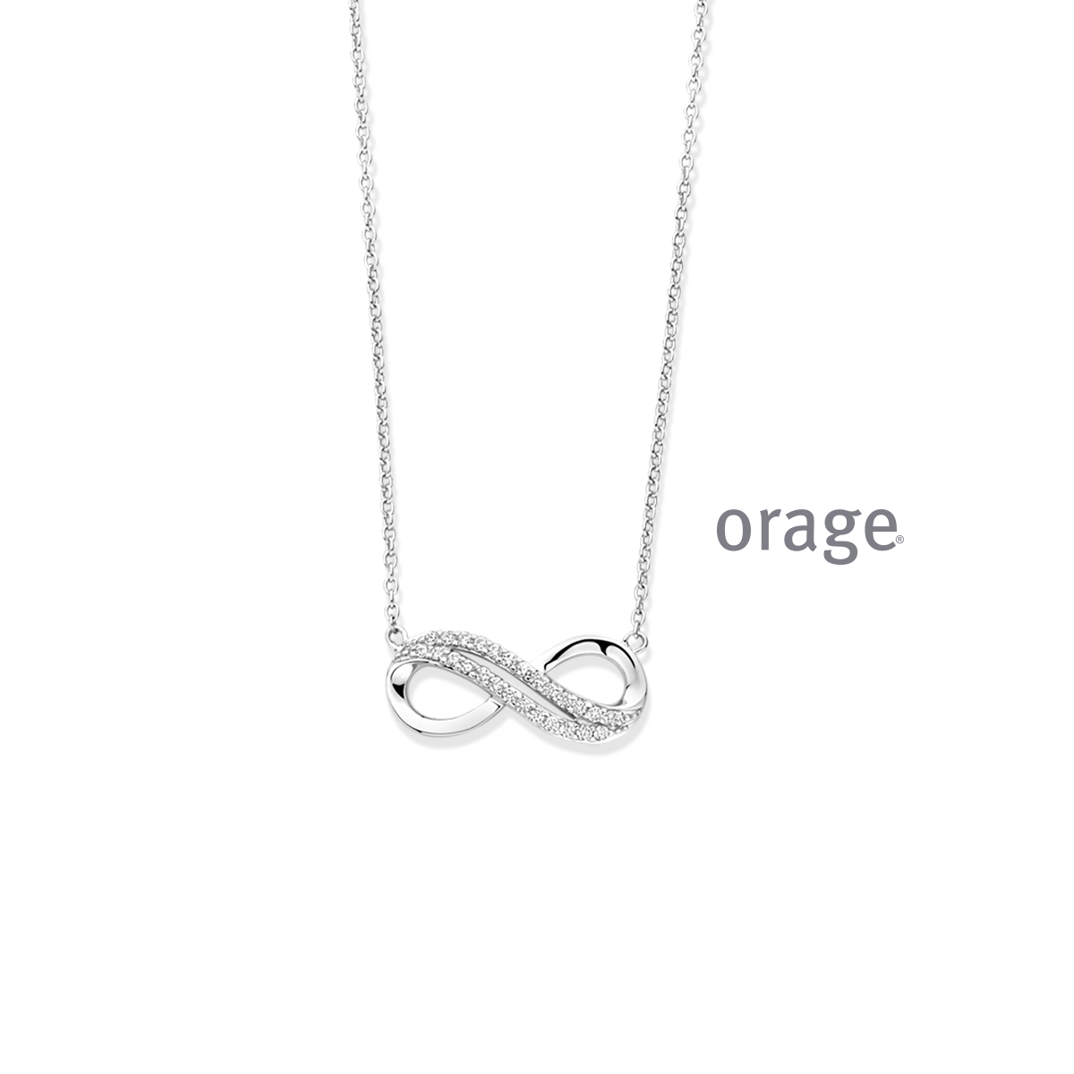 Orage Ketting infinity zilver met zirkonia
