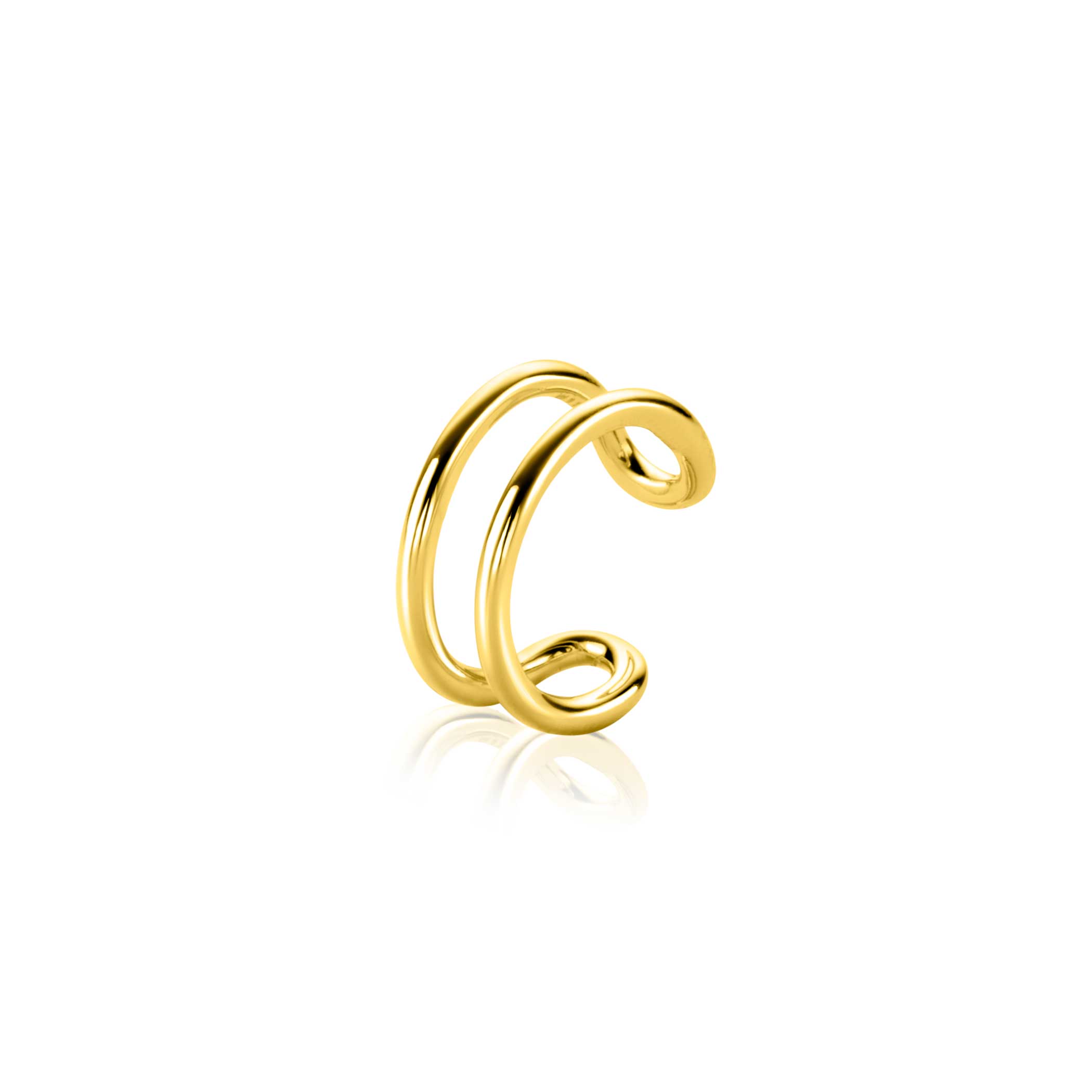 12,5mm ZINZI gold plated zilveren ear cuff multi-look dubbele buis 5,5mm breed per stuk geprijsd 