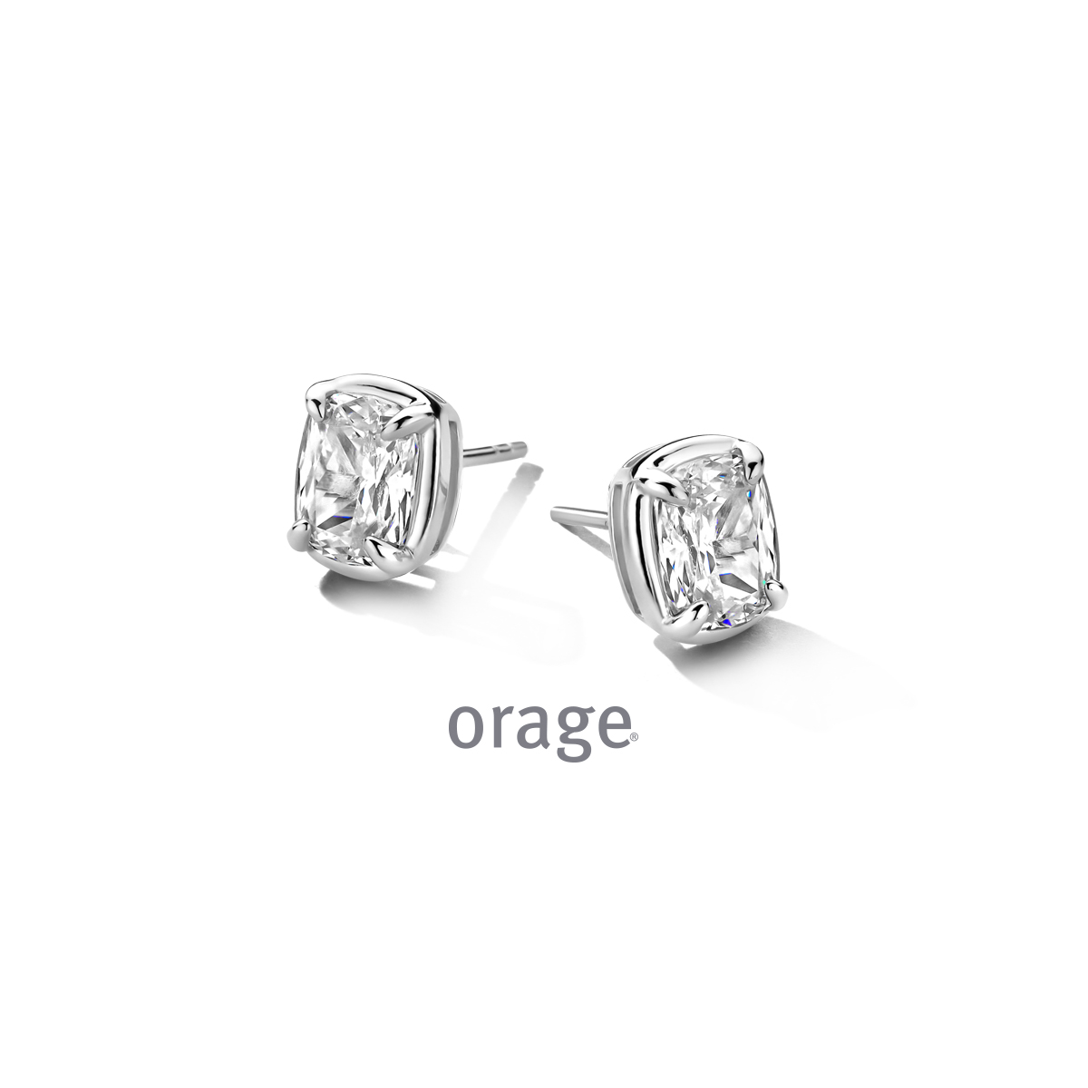 Orage oorstkers zilver met zirkonia