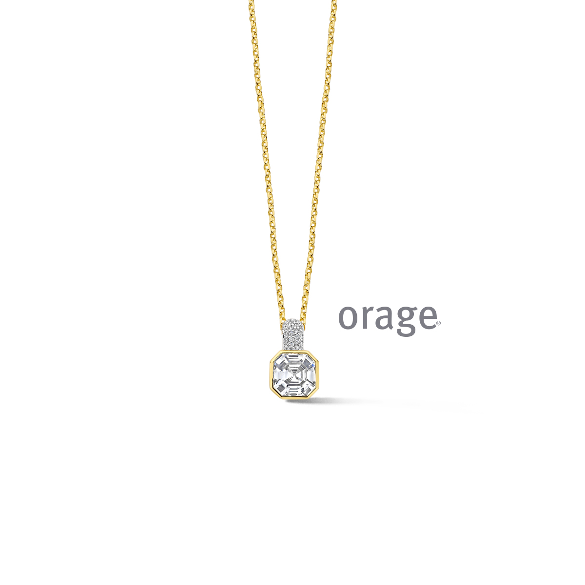 Orage Ketting verguld geel goud met zirkonia