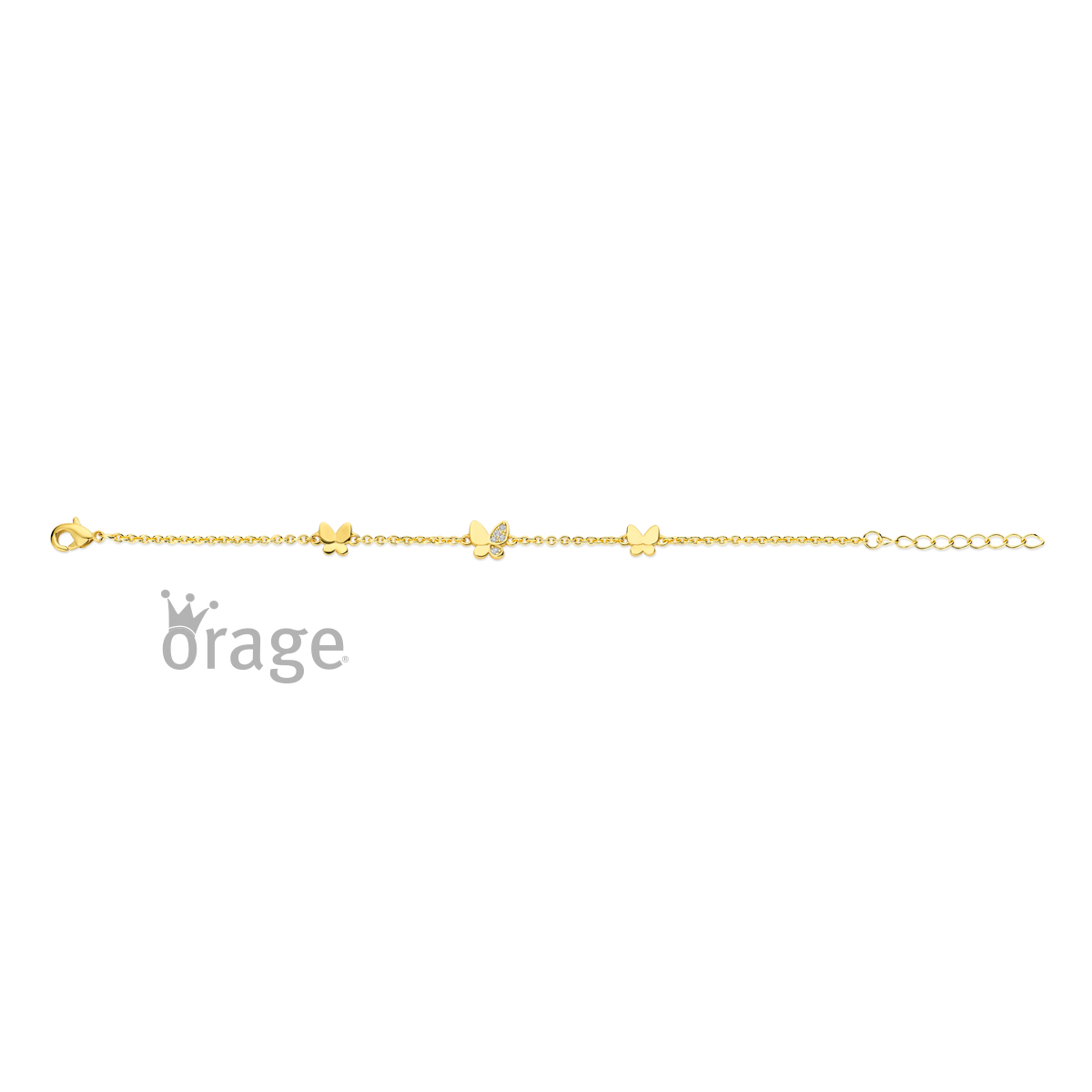 Orage Kids Armband vlinder verguld geel goud met zirkonia