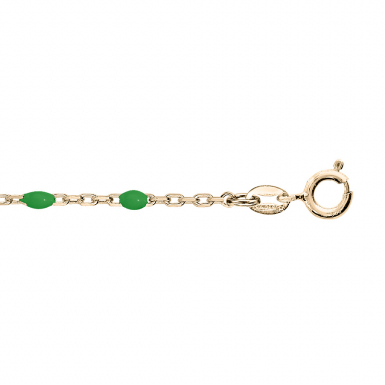 Beenketting geelkleurig met groene bolletjes