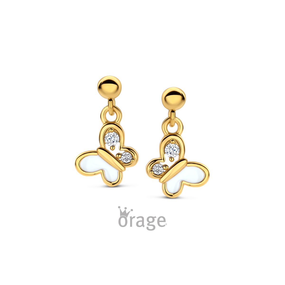 Orage Kids  Oorslingers vlinder verguld geel goud