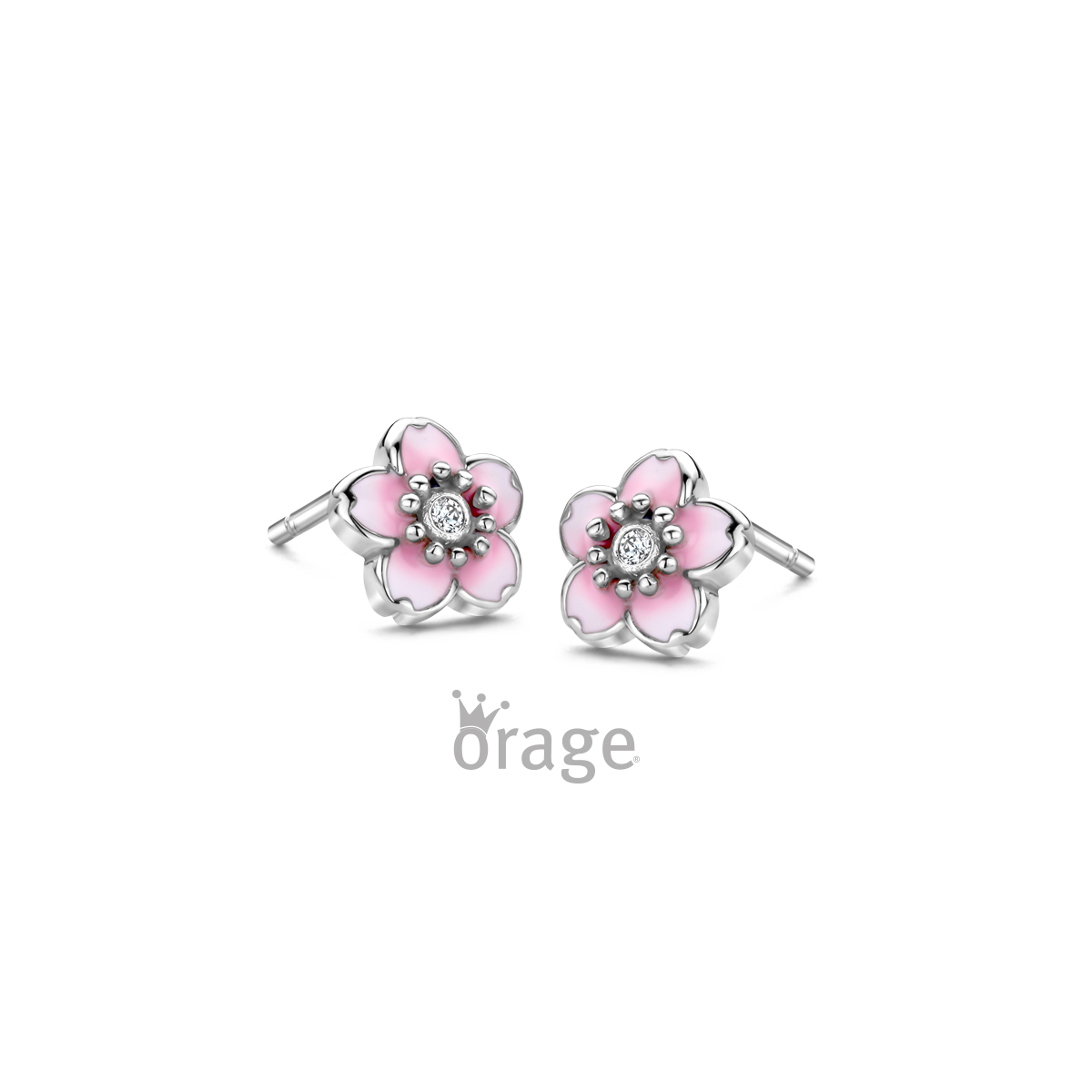 Orage Kids Oorringen bloem 925zilver met zirkonia