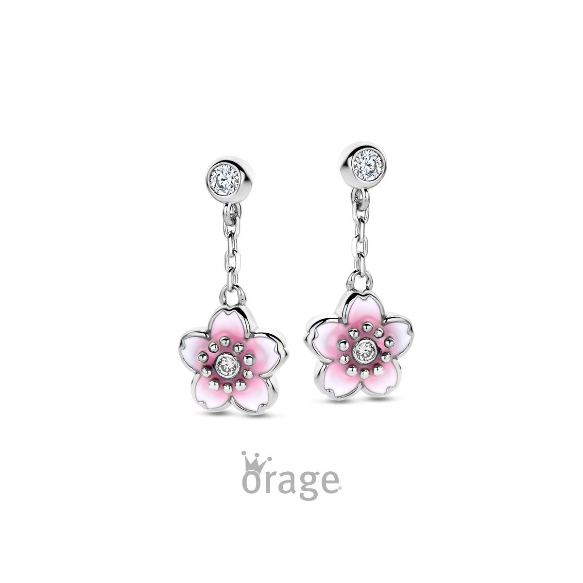 Orage Kids Oorslingers bloem zilver met zrikonia