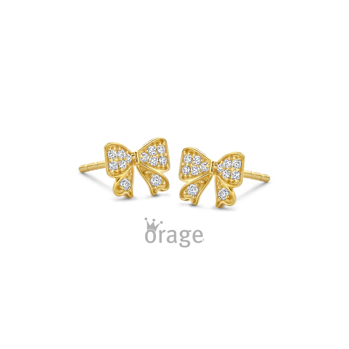 Orage Kids oorstekers strik 9kt geel goud