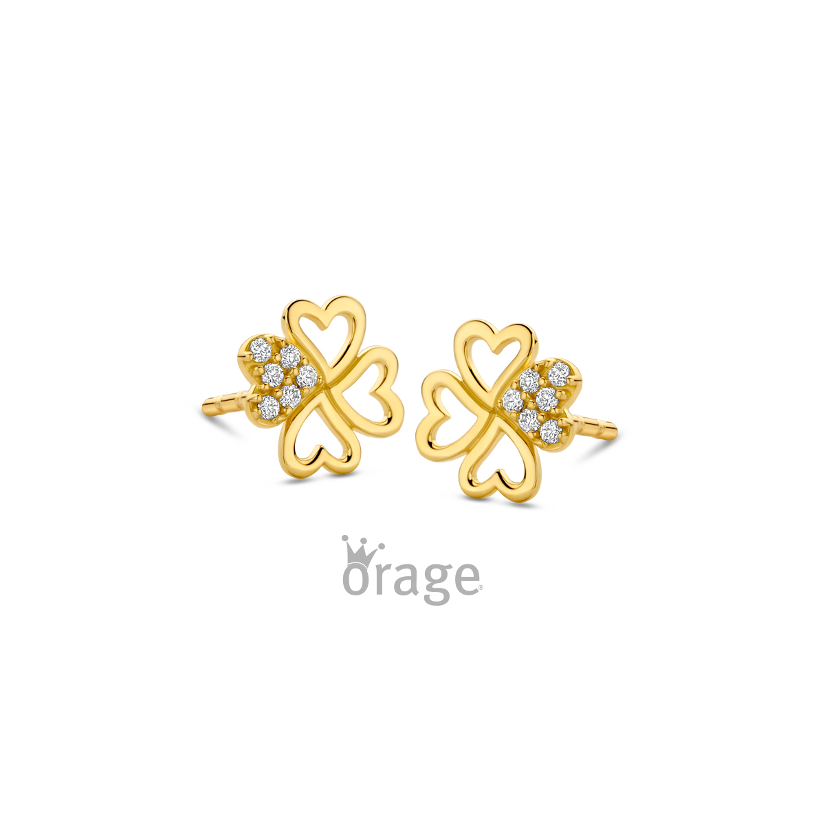 Orage Kids oorstekers klavertje 9kt geel goud 