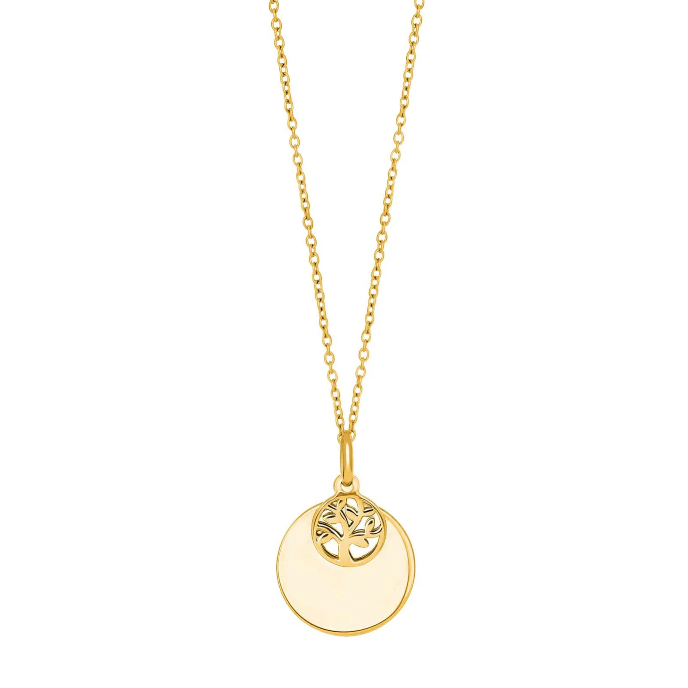 Elegante Halskette aus vergoldetem 925er Sterling-Silber mit rundem Lebensbaum-Anh&auml;nger. Das symbolische Motiv steht f&uuml;r St&auml;rke, Wachstum und Verbundenheit und macht die Kette zu einem bedeutungsvollen Begleiter im Alltag oder zu einer liebevollen Geschenkidee. Die hochwertige Vergoldung sorgt f&uuml;r einen warmen Goldton und angenehmen Tragekomfort.