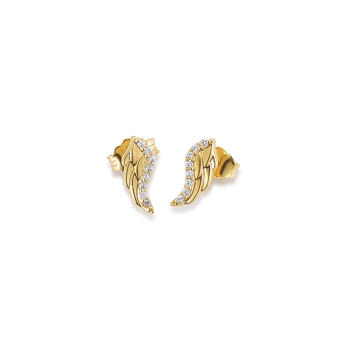 Stud Earrings &middot; 14K Yellow Gold &middot; White Cubic Zirconia