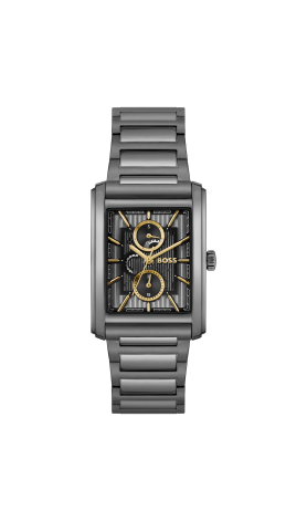 Uurwerk Boss multi-grijze pvd kast en band-grijze wijzerplaat-42.5mm-3atm