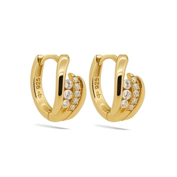 Karma Jewelry zilver vergulde oorringen ROSA Zirconia 12MM