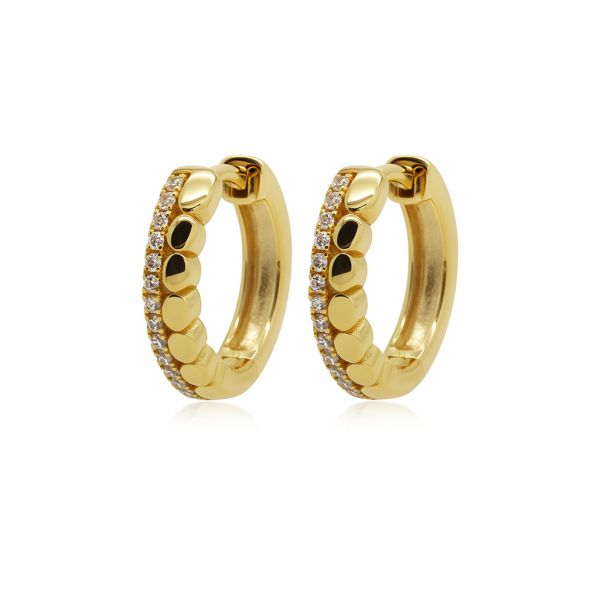 Karma Jewerly zilver vergulde oorringen Dots Zirconia Row AERIS 14MM