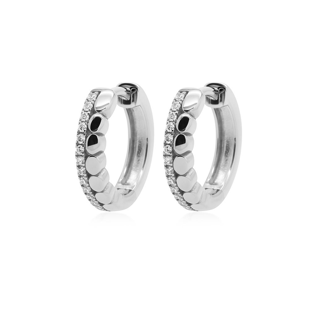 Karma Jewelry zilveren oorringen Dots Zirconia Row AERIS 14MM