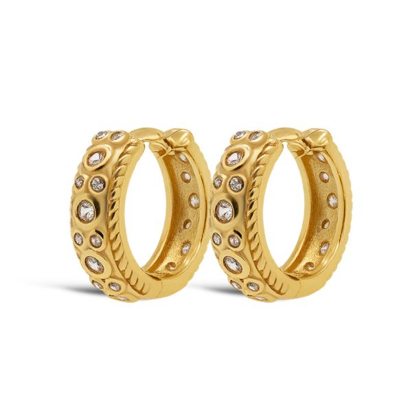 Karma Jewelry zilver vergulde oorringen Zirconia LILY 16MM
