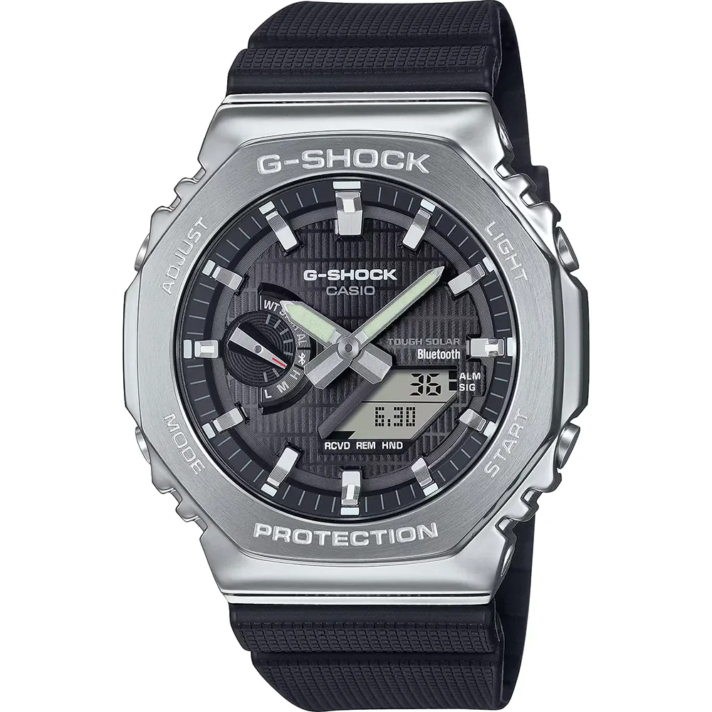 Casio G-Shock Classic Style heren horloge zwart-zilver 44,4 mm analoog-digitaal 20 ATM | GBM-2100-1AER &mdash; stijlvol sporthorloge met metalen bezel, Tough Solar&trade; zonne-energie en Bluetooth&reg;-connectiviteit. Stoer, multifunctioneel en ontworpen voor dagelijks gebruik en avontuurlijke activiteiten. Verkrijgbaar bij Juwelier Schouten &ndash; Middenwaard, Heerhugowaard.