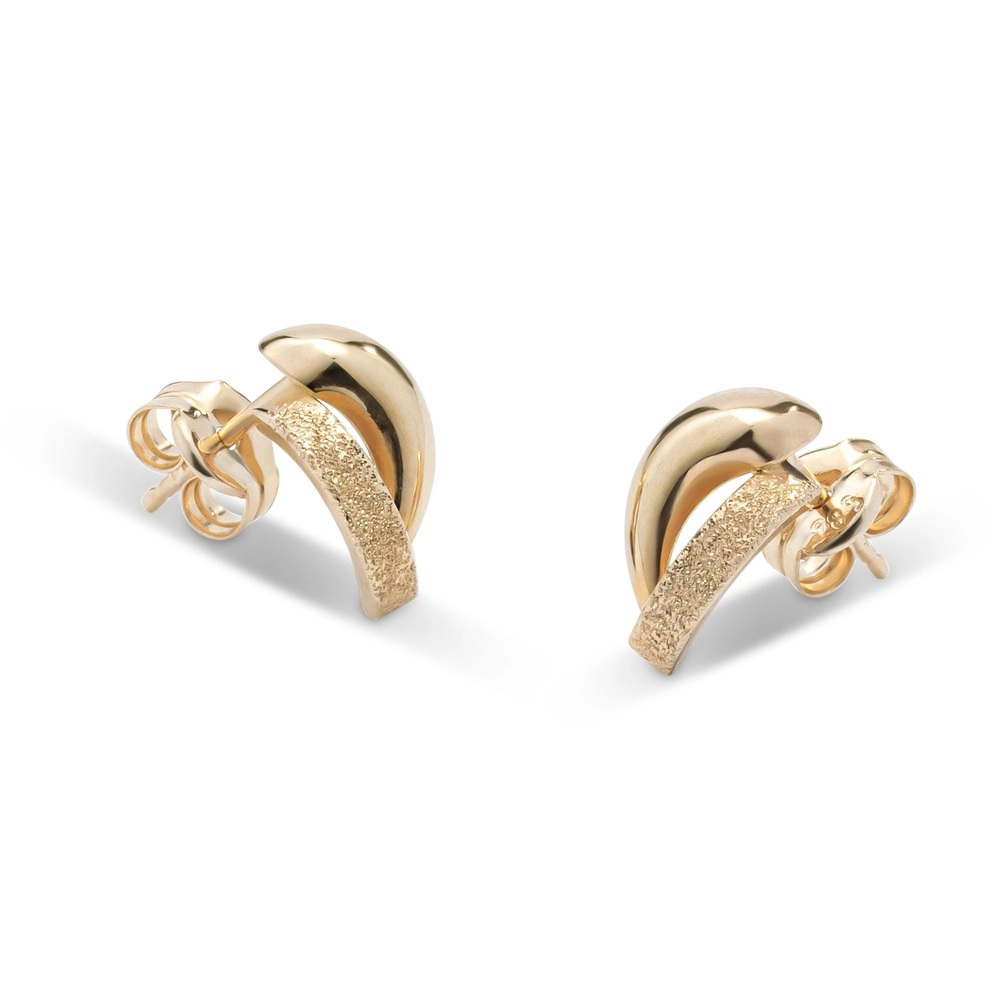 Monzario - 14kt geelgouden oorstekers mat/poli - 1003-O GEEL
