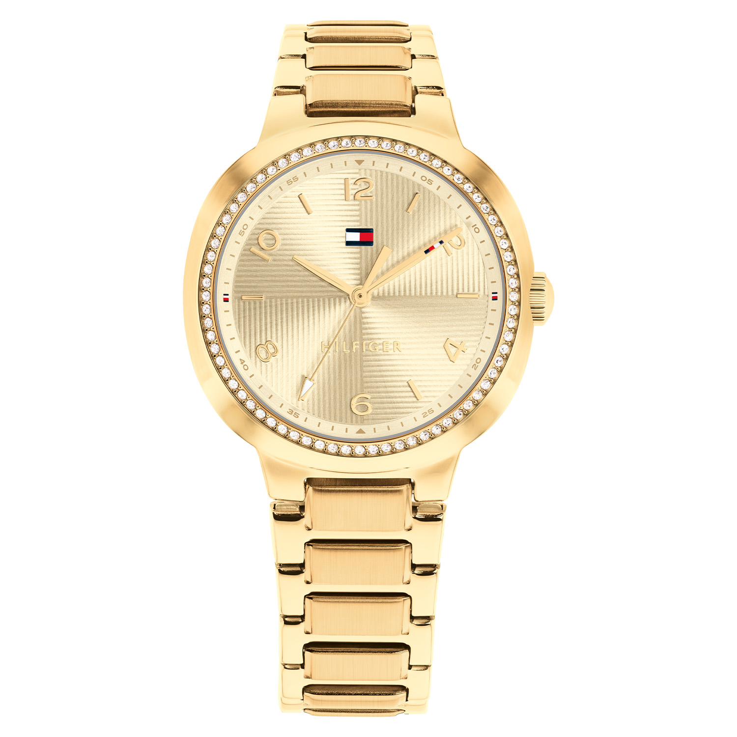 Tommy Hilfiger TH1782900 Horloge Dames Staal Goudkleurig 32mm
Sprotief lux: Dit goudkleurige dameshorloge straalt finesse uit en maakt elke outfit stijlvol compleet. Het stalen dameshorloge uit de Savannah serie heeft een ronde goudkleurige kast met de buitenrand gevuld met kristallen een champagne bewerkte wijzerplaat en een speelse uursaanduiding. Aan de kast zit een goudkleurige schakelband met vouwsluiting. Het horloge heeft een mineraalglas, een afmeting van 32mm en is 3ATM.  

Het merk: 
Sinds de lancering van het merk in 1985 is Tommy Hilfiger wereldwijd bekend geworden als pionier van de klassieke Amerikaanse coole stijl. Ge&iuml;nspireerd door de iconische popcultuur en het Amerikaanse erfgoed. De dames en herencollectie van dit seizoen bestaan uit minimalistische silhouetten en rustieke lederen details. De herenhorlogecollectie biedt iconische uurwerken met roestvrijstalen, lederen en siliconen banden.

Specificaties:
- Mineraalglas
- Ronde kast 32mm
- Goudkleurige kast met kristallen
- Champagne wijzerplaat
- Goudkleurige schakelband 
- 3ATM