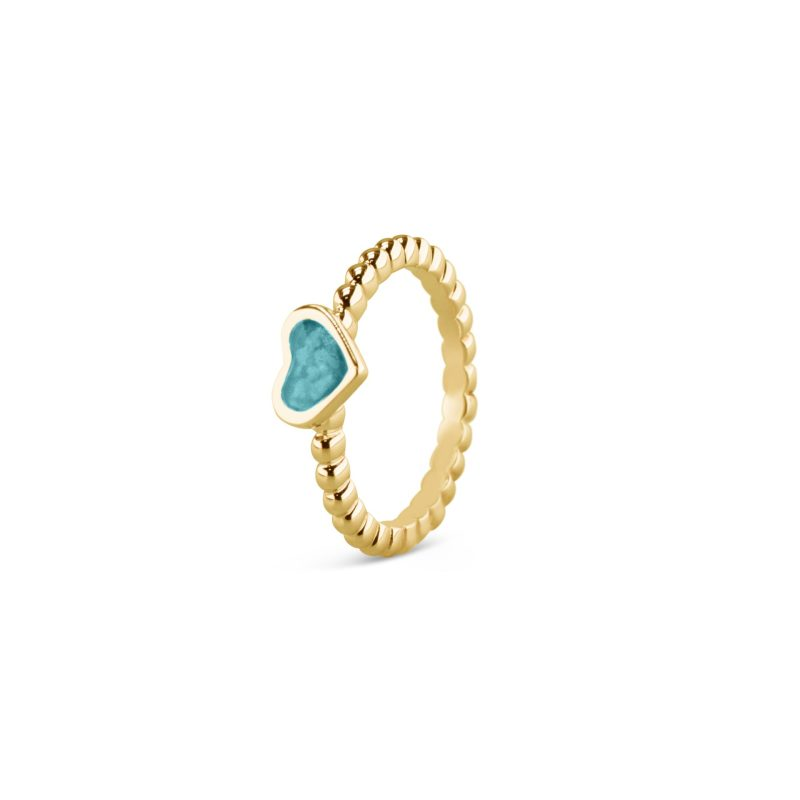 Bolletjes ring. Dit sieraad wordt zichtbaar aan de voorkant gevuld met as en wordt vermengd met onze speciale hars.