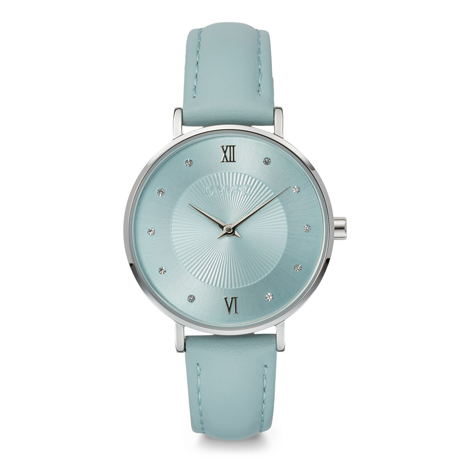 Olympic OL1DSL001 Soline Horloge Dames Staal 32mm 
Dit unieke Olympic model met artikelnummer: OL1DSL001 is een fijn dameshorloge. Het horloge heeft een stalen kast met een blauwe bewerkte sunray wijzerplaat met kristallen als uursaanduiding. Aan de kast zit een blauwe lerenband met een gespsluiting. Het horloge heeft een mineraalglas, een doorsnee van 32mm en is 5ATM.

Het merk:
Een mooi horloge hoeft niet duur te zijn! Het Nederlandse horlogemerk Olympic levert stoere chronografen, slimline series, digitale uurwerken en elegante dameshorloges. De prijs-kwaliteitverhouding staat bij Olympic hoog in het vaandel met prijzen die uiteenlopen van &euro; 34,95 tot en met &euro; 169,00.

100% Nederlands ontwerp, waterdicht en standaard 3 jaar fabrieksgarantie.

Specificaties:
- Ronde kast &Oslash; 32mm
- Blauwe wijzerplaat
- Blauwe lerenband
- 5ATM
- Standaard 3 jaar fabrieksgarantie
- Mineraalglas