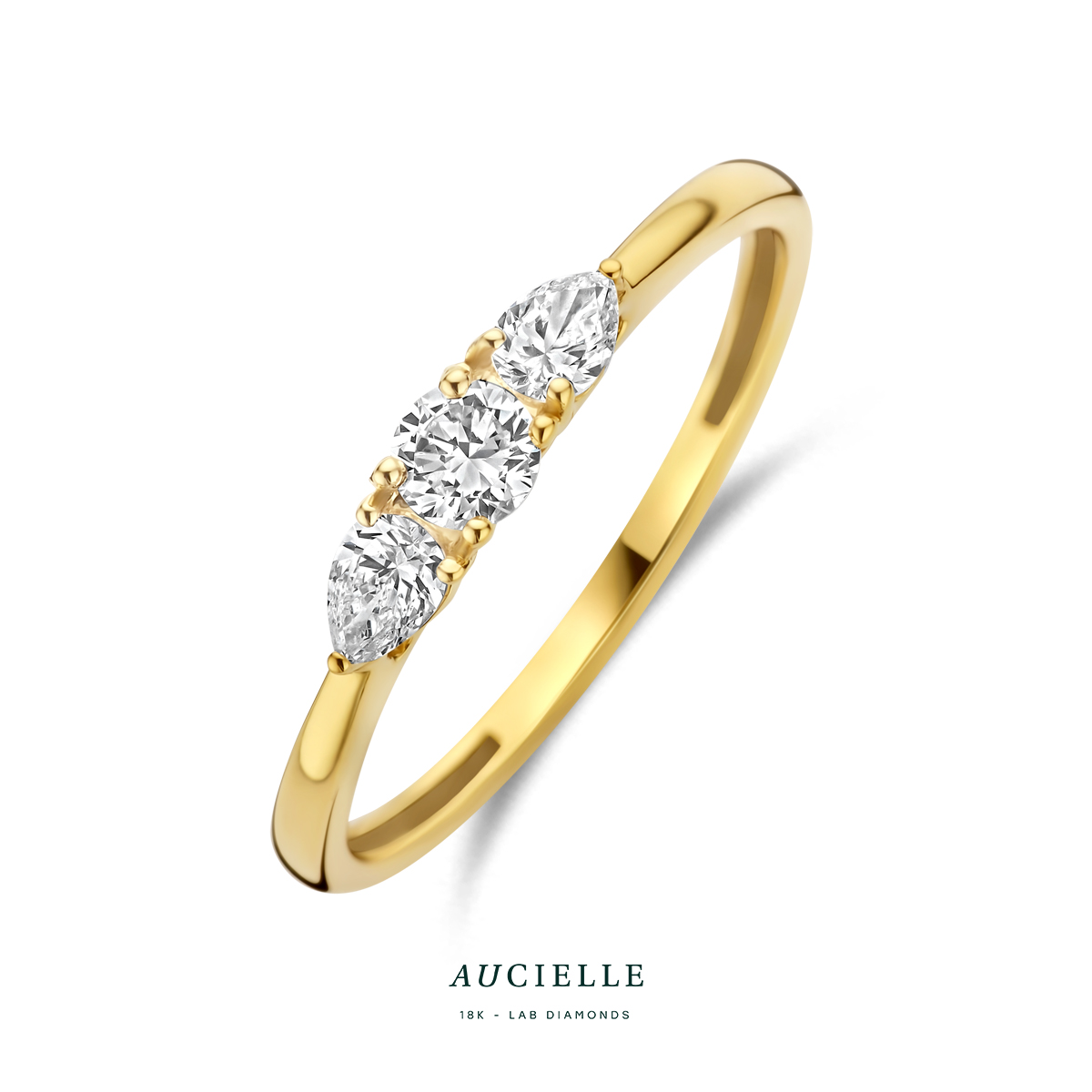 Aucielle ring geel goud 18k met LGD 34.5p