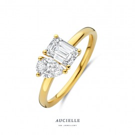 Aucielle Ring YG toi&moi (pearemerald cut) LGD 1.30ct