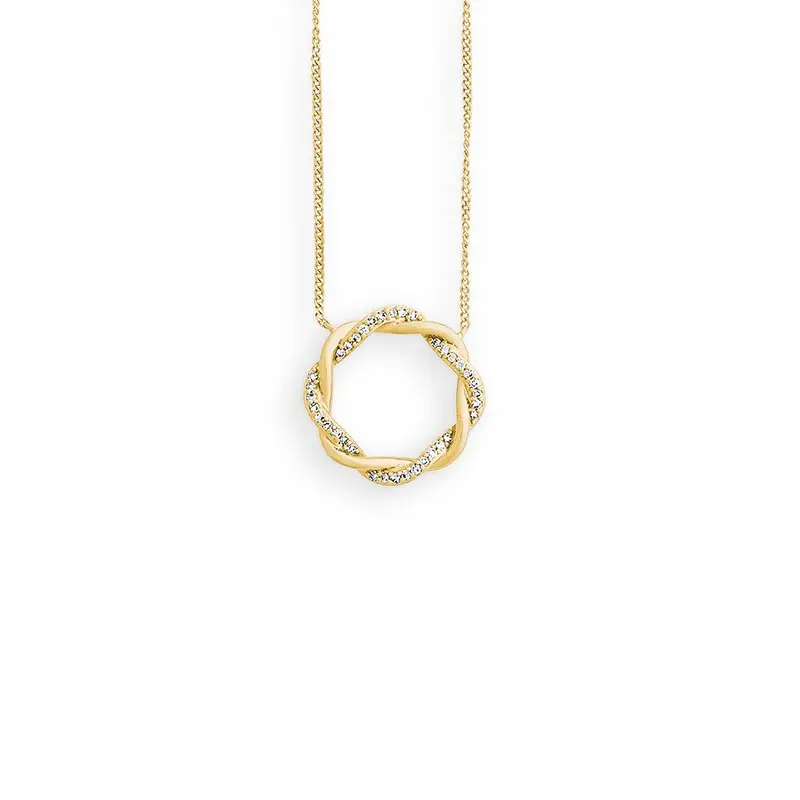 geelgouden collier cirkel met diamant