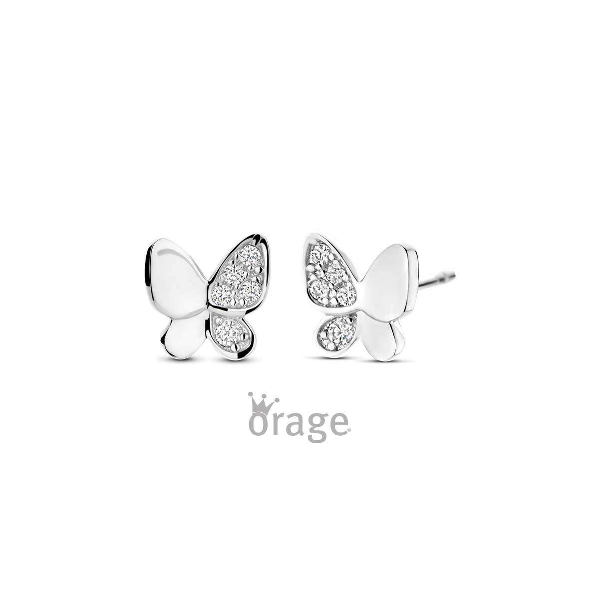 Oorringen vlinder 925 rh CZ (V/16)
