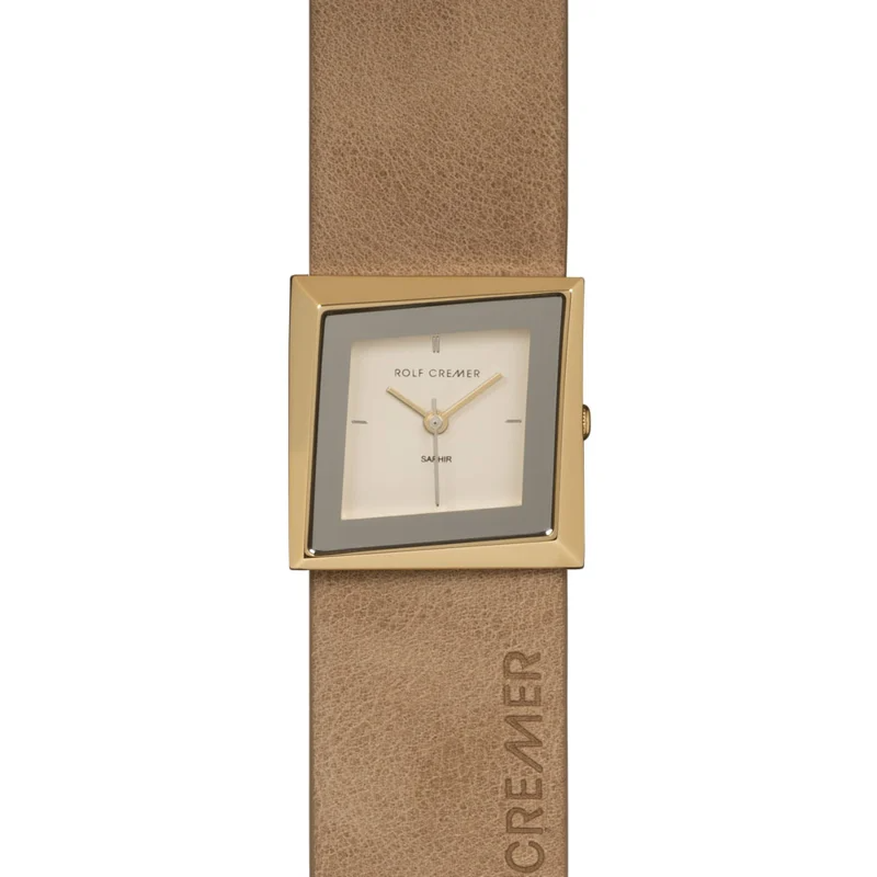 Dit Rolf Cremer horloge uit de serie "ELEGANZA " met artikelnummer 509106 is 24 mm breed en is gemaakt van roest vrij staal. Aan het horloge zit een horlogeband van creme leer. Het horloge beschikt over een betrouwbaar quartz uurwerk, is 3 ATM waterdicht en is voorzien van krasvast saffierglas.