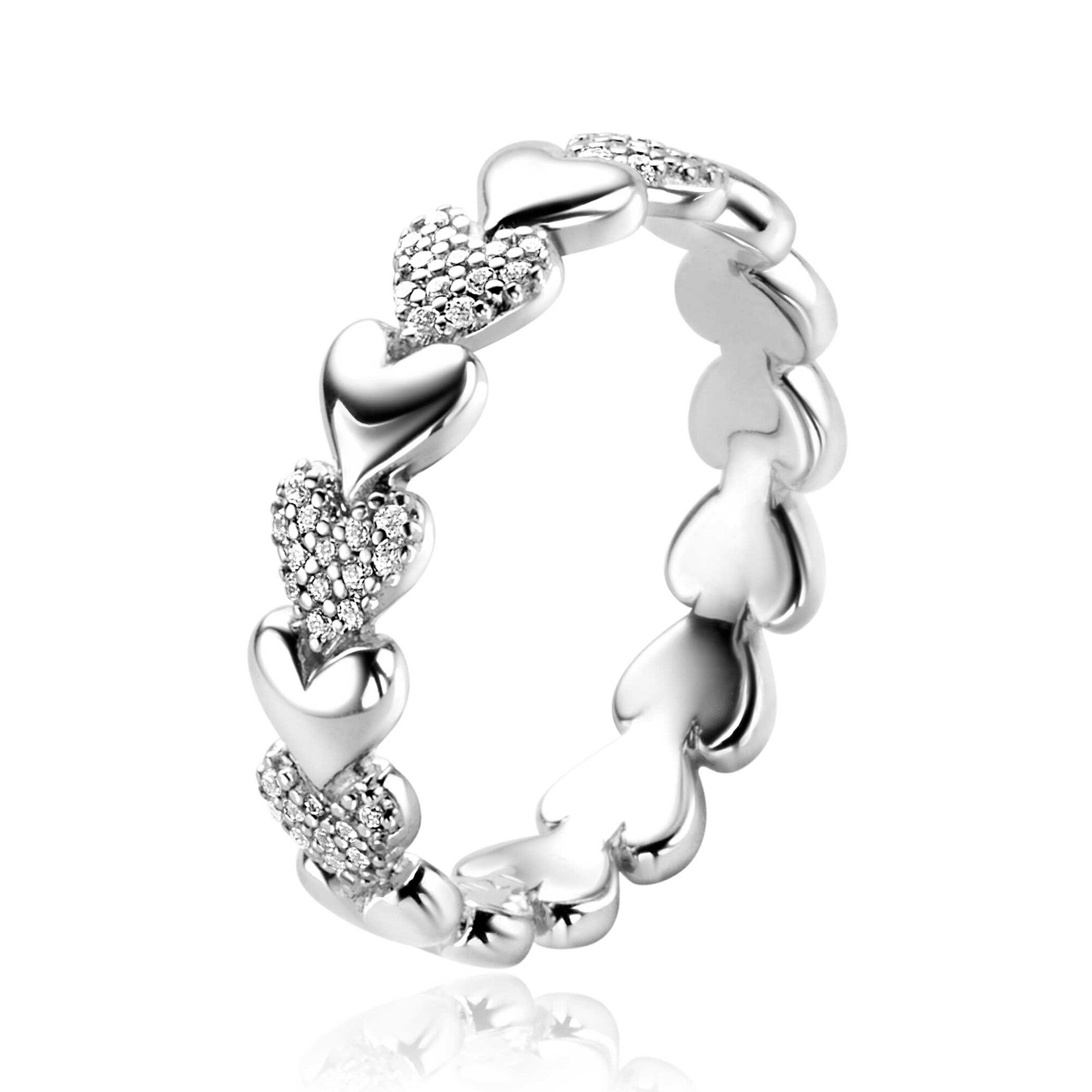 zinzi zilveren ring met hartjes